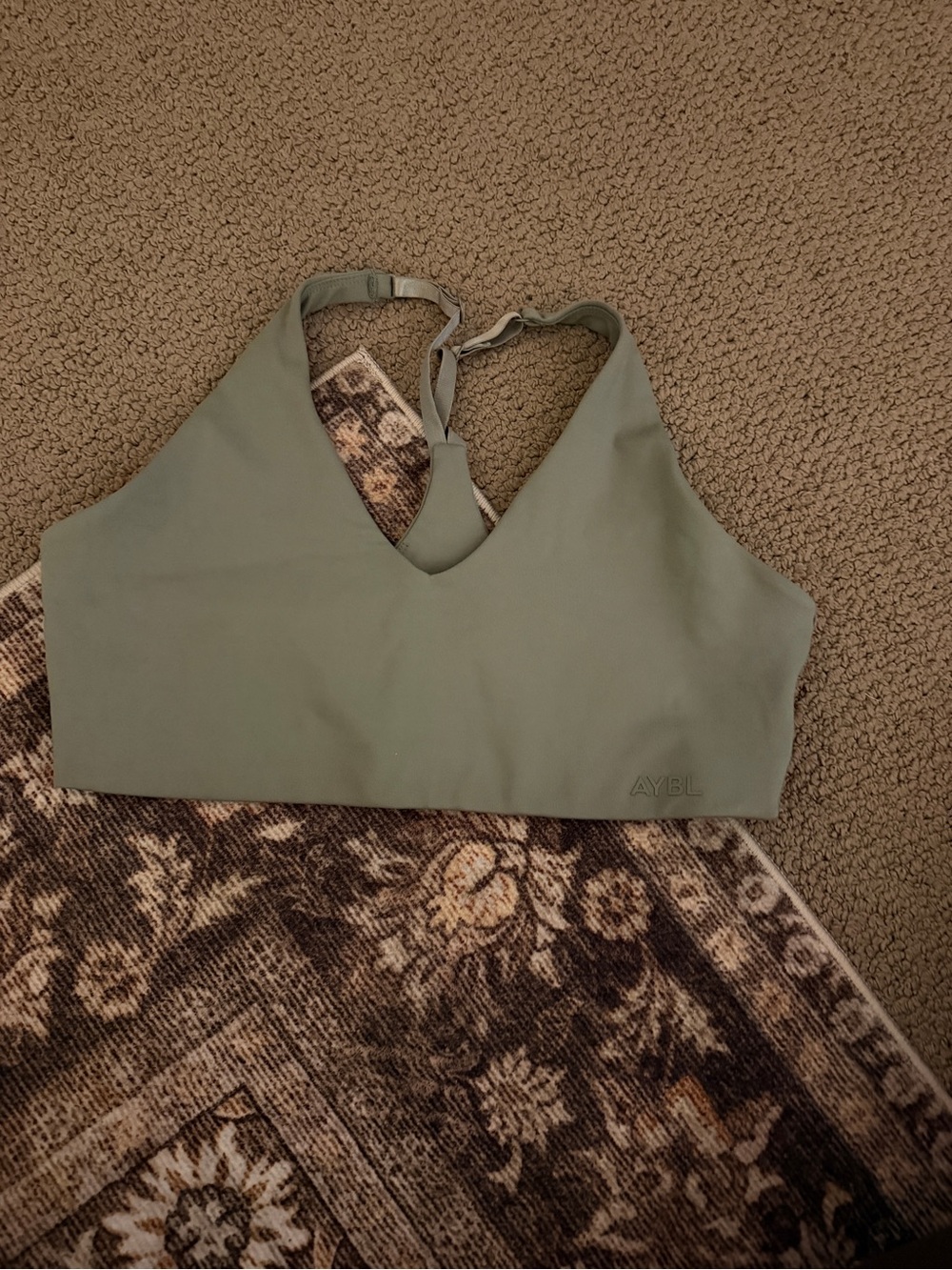 AYBL Olive Green V-Neck Sports Bra